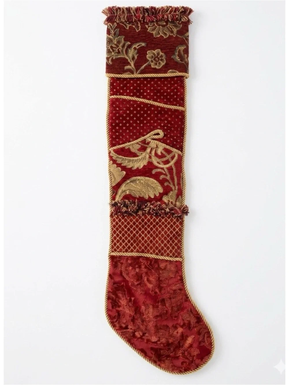 Vintage C&F Enterprise 36”H Victorian Christmas 4 Pocket Velvet Stocking New